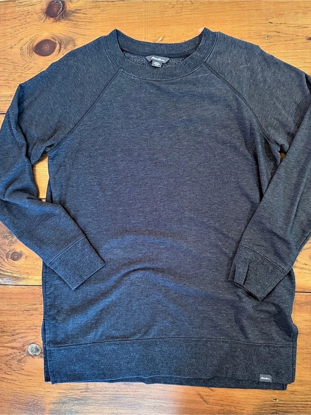 Eddie Bauer Long Sleeve Boyfriend Tunic Fleece Sweatshirt Gray Medium